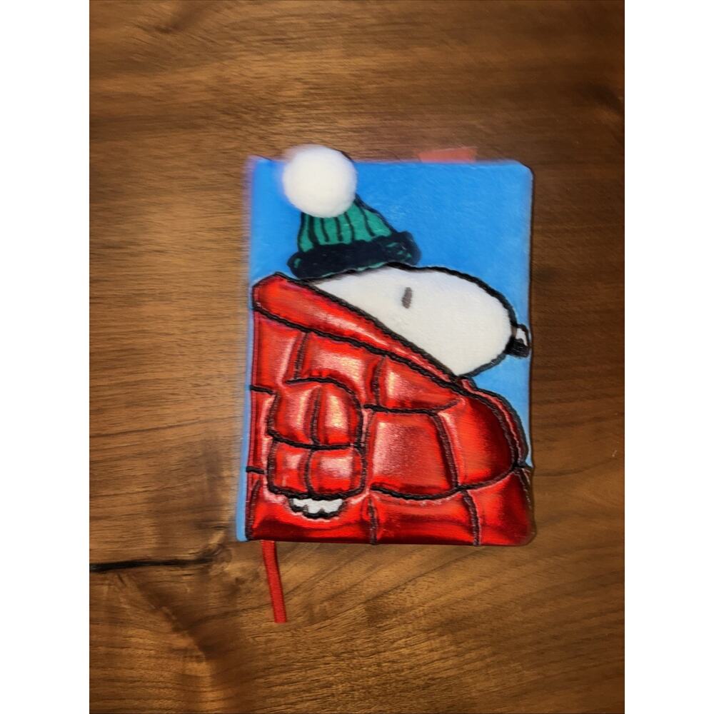 PEANUTS SNOOPY NOTEBOOK JOURNAL PLUSH COVER RED JACKET SNOOPY 120 PAGES 8" x 6"